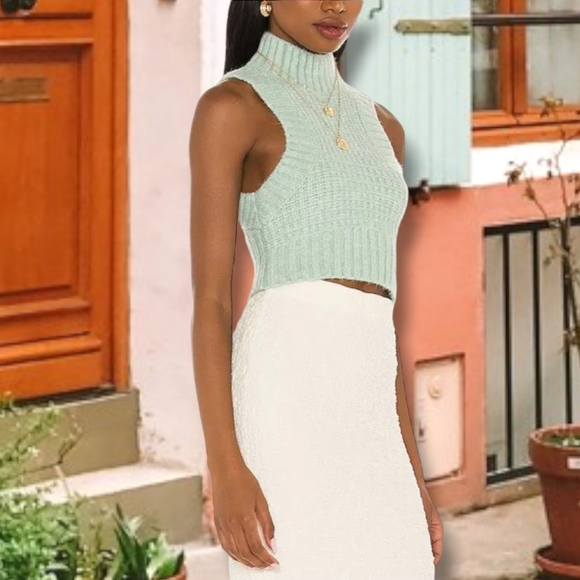 For Love & Lemons Dominique Crop Sweater Tank. Size L. NWT - Picture 2 of 9